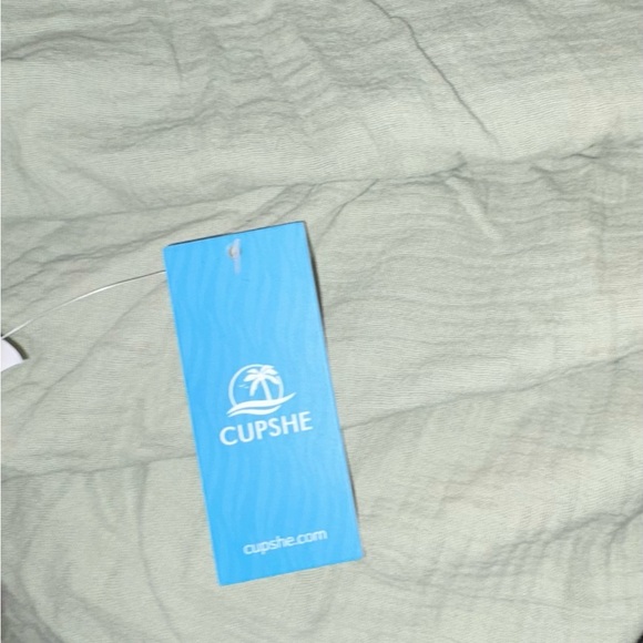 Casual Sage Green Linen 
Crinkle,baby doll dress
shoulder ties soft & breathable - Picture 8 of 8